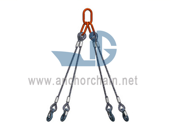 Vier poten gesplitste staalkabel sling