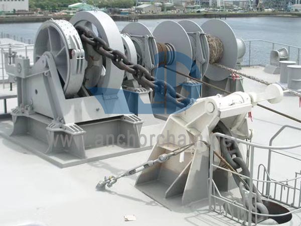 Hydraulische enkele ankerlier, dubbele as, twee trommels
