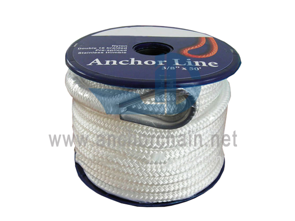 Nylon dubbel gevlochten ankertouw met Ss316 vingerhoed