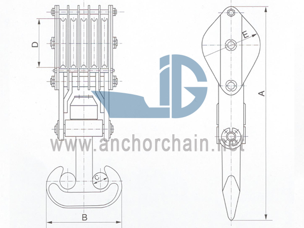 ZHC Series 5 Schijfdraadblok voor schip Twin hook